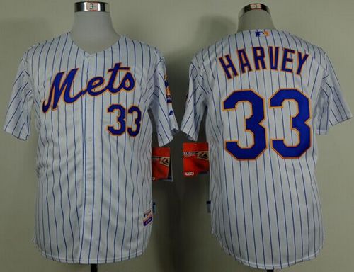 Mets #33 Matt Harvey White(Blue Strip) Home Cool Base Stitched Jersey - Zenithce