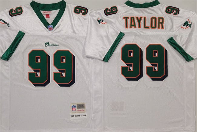 Miami Dolphins #99 Jason Taylor White Throwback Stitched Football Jersey - Zenithce