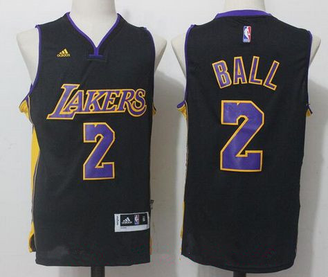 2017 Draft Los Angeles Lakers #2 Lonzo Ball Black Stitched adidas Revolution 30 Swingman Jersey - Zenithce