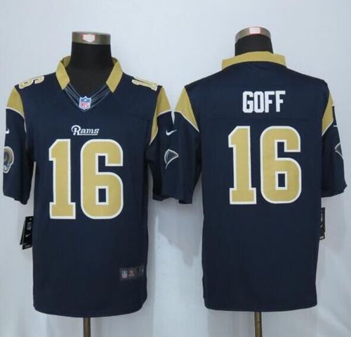 Rams #16 Jared Goff Navy Blue Team Color Stitched Limited Nike Jersey - Zenithce