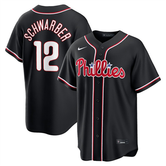 Philadelphia Phillies #12 Kyle Schwarber Fashion Black Out Stitched Jersey - Zenithce