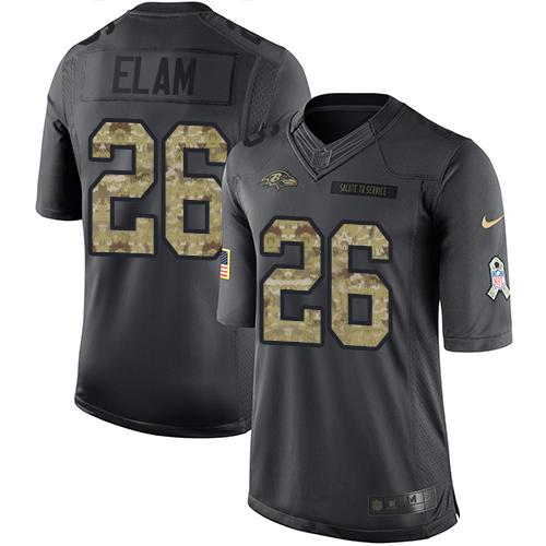 Ravens #26 Matt Elam Black Stitched Limited 2016 Salute To Service Nike Jersey - Zenithce