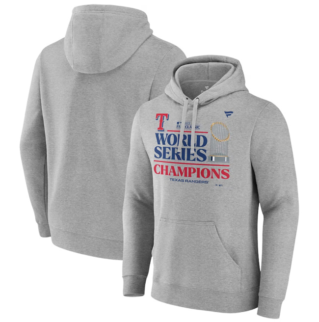 Texas Rangers Heather Gray 2023 World Series Champions Locker Room Pullover Hoodie - Zenithce