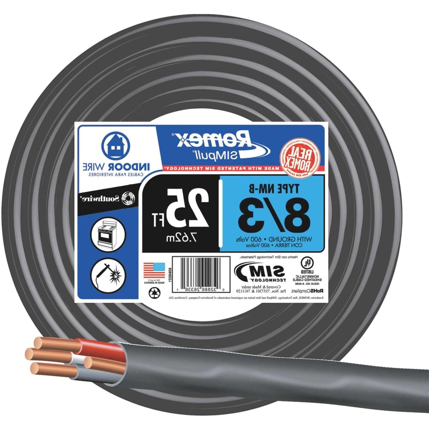 Southwire 25 ft. 8/2 Stranded Romex SIMpull CU NM-B W/G Wire - Zenithce