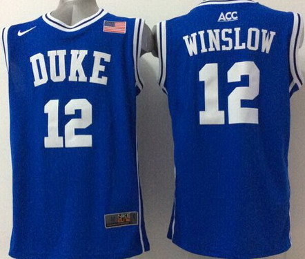 Duke Blue Devils #12 Justise Winslow 2015 Blue Round Collar Jersey - Zenithce
