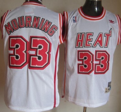 Miami Heat #33 Alonzo Mourning White Swingman Throwback Jersey - Zenithce