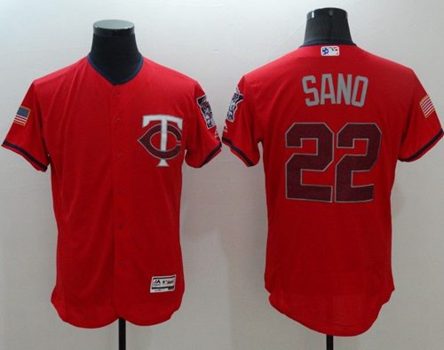 Twins #22 Miguel Sano Red Fashion Stars Stripes Flexbase Authentic Stitched Jersey - Zenithce