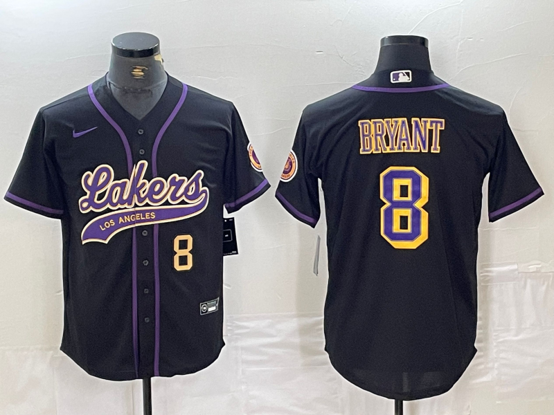 Los Angeles Lakers #8 Kobe Bryant Black Cool Base Stitched Baseball Jerseys - Zenithce