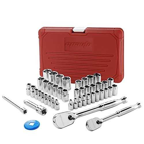 Epauto 45 Pieces 3/8 Drive Socket Set with 72-Tooth Pear Head Ratchet - Zenithce