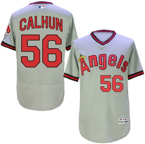 Angels Of Anaheim #56 Kole Calhoun Grey Flexbase Authentic Collection Cooperstown Stitched Jersey - Zenithce