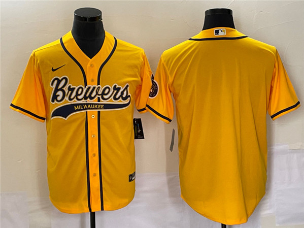 Milwaukee Brewers Blank Yellow Cool Base Stitched Jersey - Zenithce