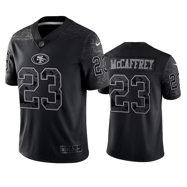 San Francisco 49ers #23 Christian McCaffrey Black Reflective Limited Stitched Football Jersey - Zenithce