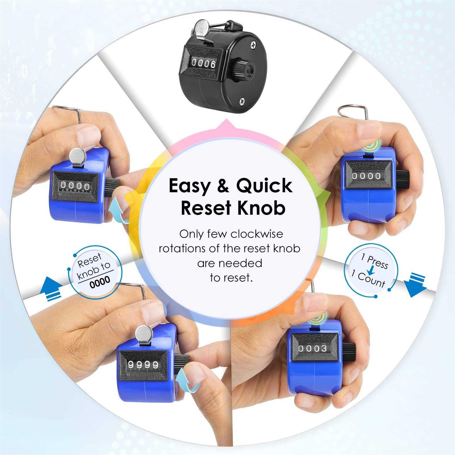 Ktrio Metal Hand Tally Counter 4Digit Tally Counters Mechanical Palm Counter Clicker Counter Handheld Pitch Click Counter Number Count For Row - Zenithce