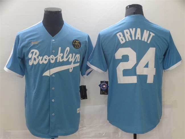 Los Angeles Dodgers #24 Kobe Bryant Light Blue Throwback With KB Patch Cool Base Stitched Jersey - Zenithce