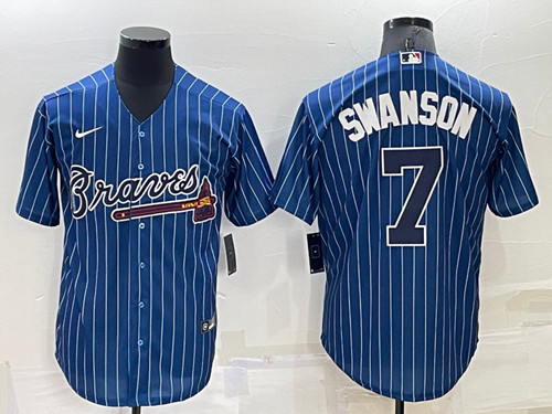 Atlanta Braves #7 Dansby Swanson Navy Cool Base Stitched Baseball Jersey - Zenithce