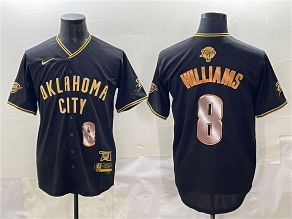 Oklahoma City Thunder #8 Jalen Williams Black Gold 2025 Finals Vapor Stitched Baseball Jersey - Zenithce