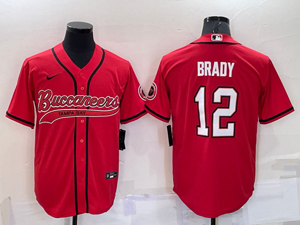 Tampa Bay Buccaneers #12 Tom Brady Red Cool Base Stitched Baseball Jersey - Zenithce