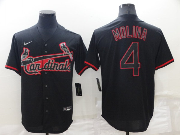 St. Louis Cardinals #4 Yadier Molina Black Shadow Cool Base Stitched Jersey - Zenithce