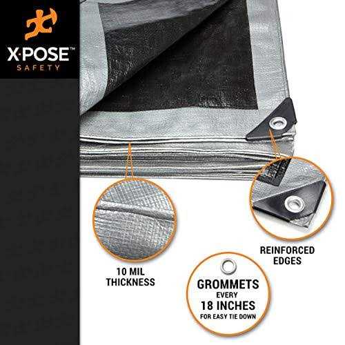 Xpose Safety Heavy Duty Poly Tarp 10 Mil Thick Waterproof, UV Blocking Protective Cover - Zenithce