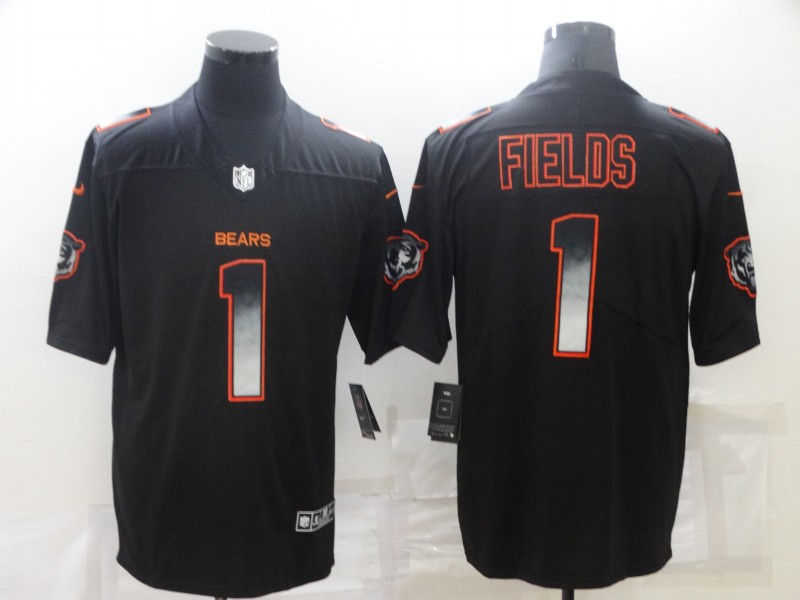 Chicago Bears #1 Justin Fields Black Smoke Fashion Limited Stitched Jersey - Zenithce