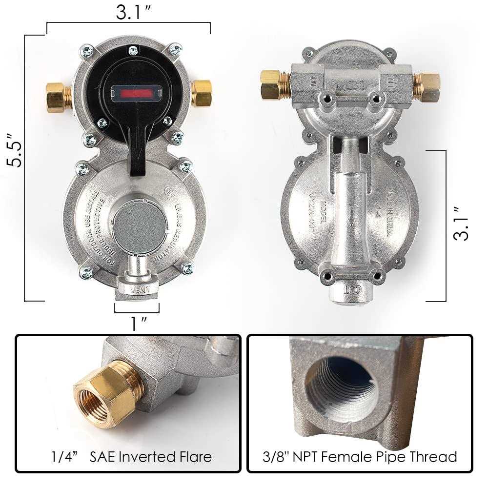 RV Propane Regulator 2 Tank-2-Stage Auto Changeover LP Propane Regulator for RV Includes Gauge and 2X 18 Pigtail Propane Hoses,Ideal for Trailers - Zenithce