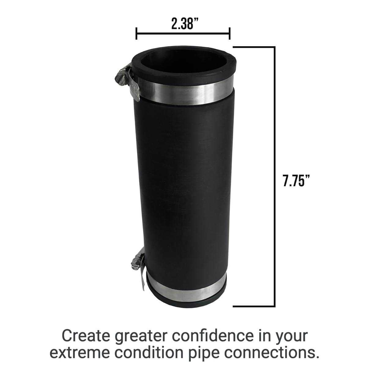 Fernco XL 1056-1502 Flexible Pipe Coupling 1.5 CI/Plastic/Steel to 1.5 CI/Plastic/Steel - Zenithce