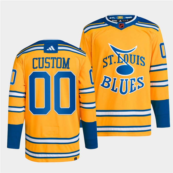 St. Louis Blues Custom Yellow 2022-23 Reverse Retro Stitched Jersey - Zenithce