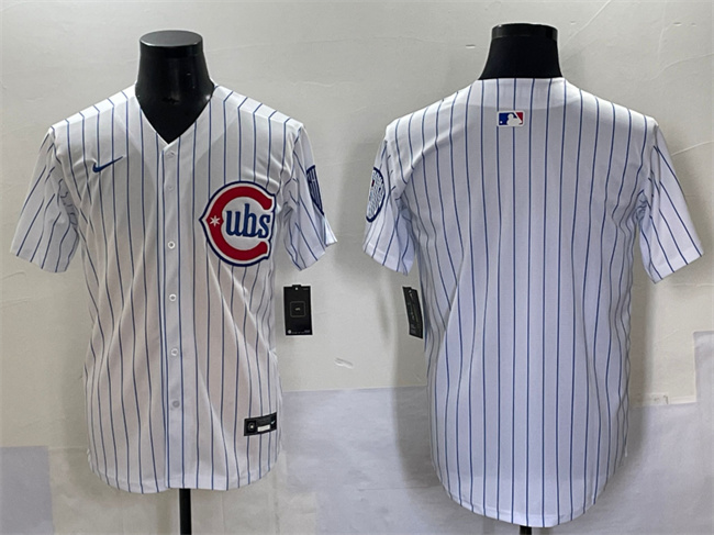 Chicago Cubs Blank White Pinstripe 2nd Alternate Limited Stitched Jersey - Zenithce