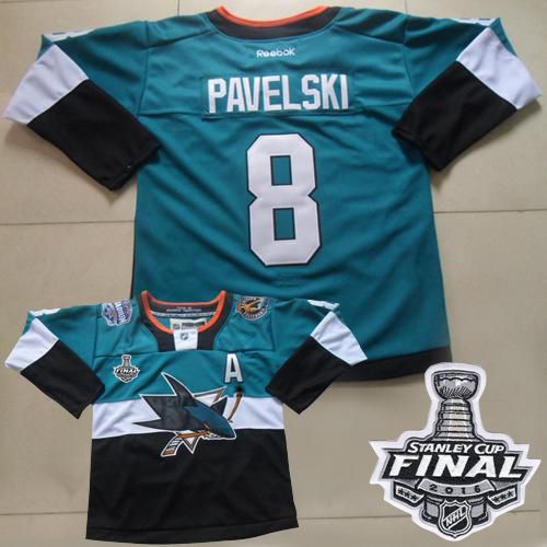 Sharks #8 Joe Pavelski Teal Black 2015 Stadium Series 2016 Stanley Cup Final Patch Stitched Jersey - Zenithce
