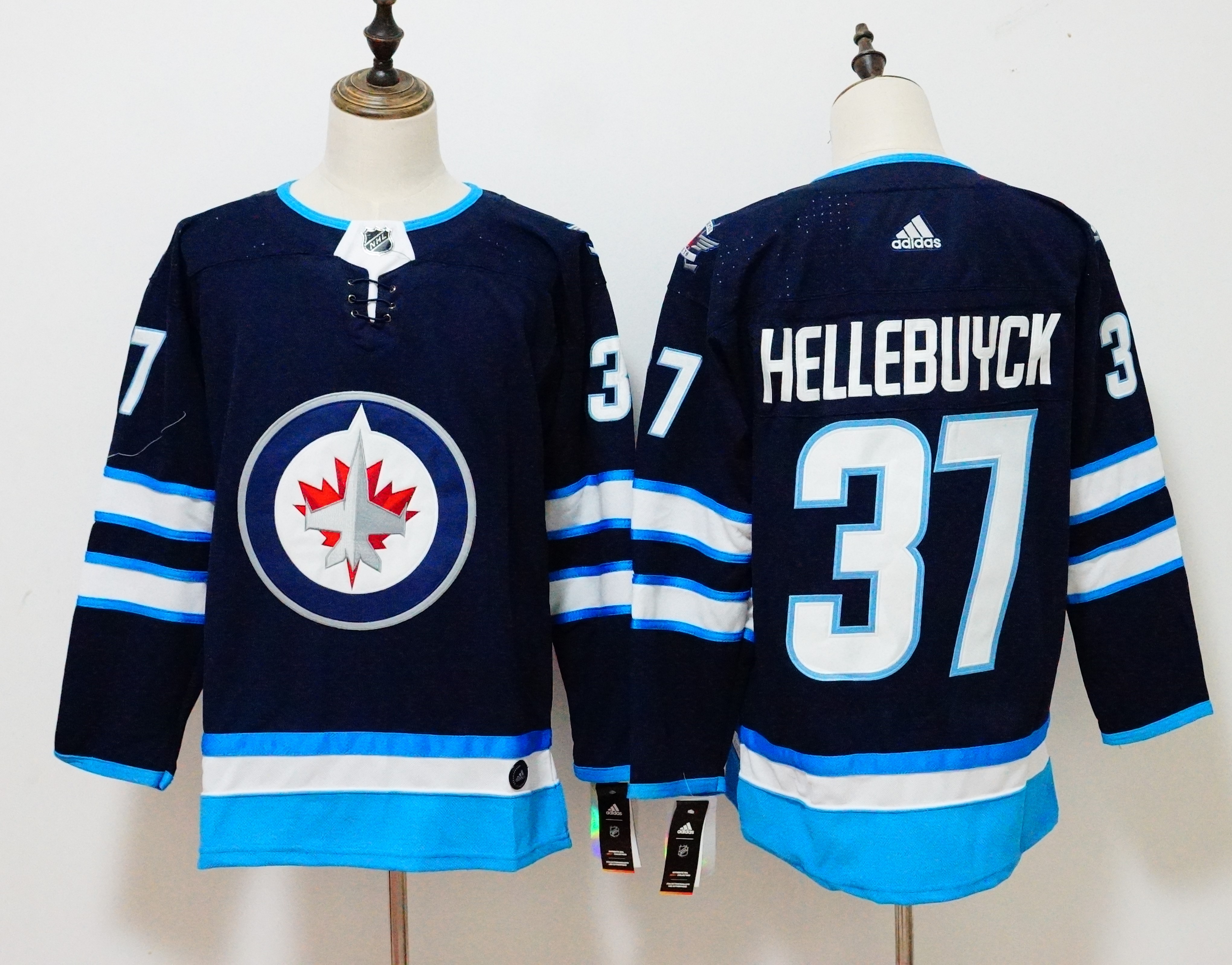 Winnipeg Jets #37 Connor Hellebuyck Navy Stitched Adidas Jersey - Zenithce
