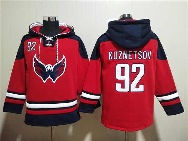 Washington Capitals #92 Evgeny Kuznetsov Red Ageless Must-Have Lace-Up Pullover Hoodie - Zenithce
