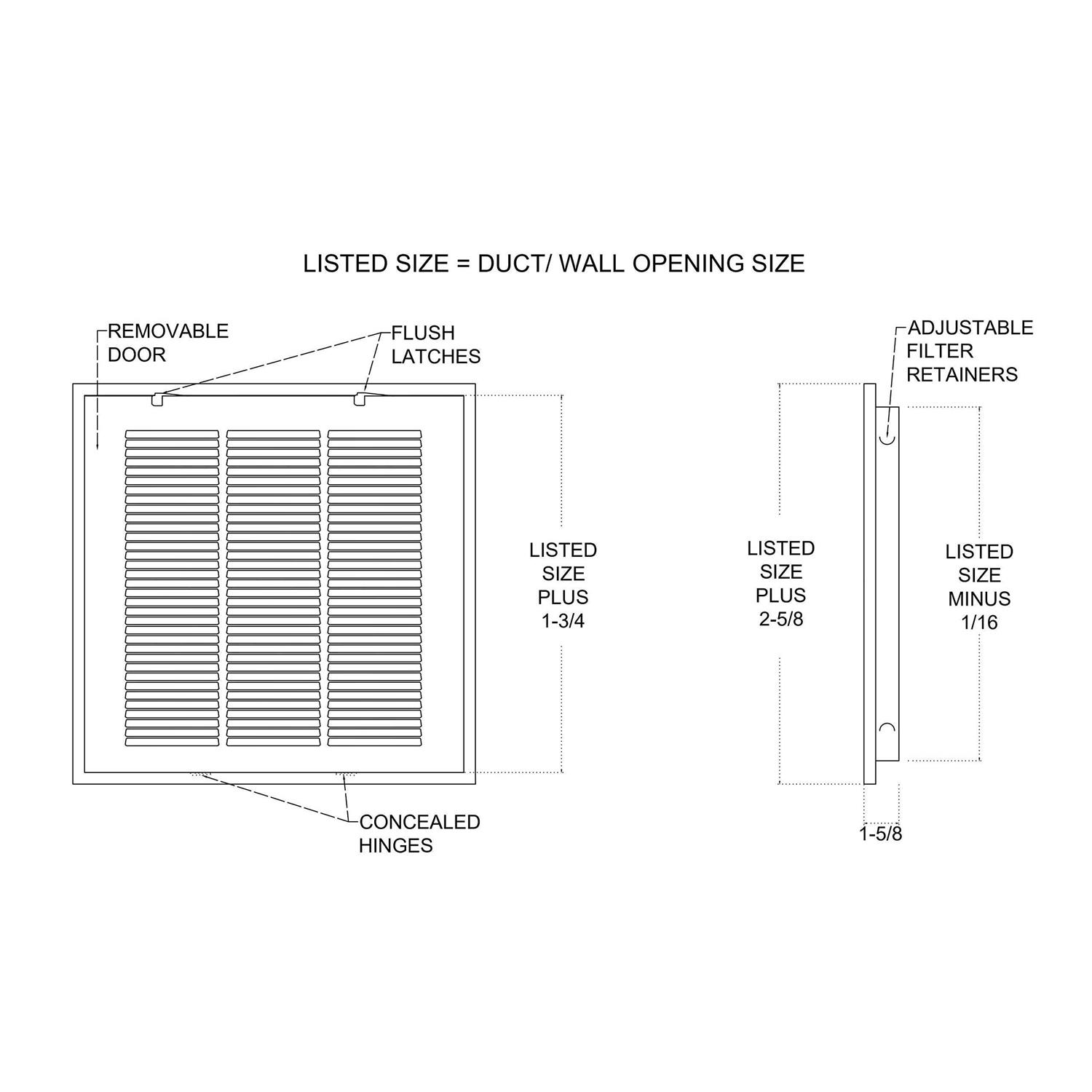 Handua Steel Return Air Filter Grille for 1-inch Filters - Zenithce