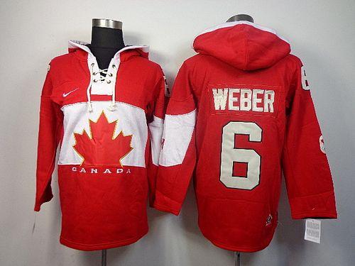 Olympic CA. #6 Shea Weber Red Sawyer Hooded Sweatshirt Stitched Jersey - Zenithce