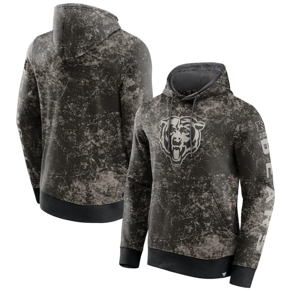 Chicago Bears Black Gray Blackout Tonal Pullover Hoodie - Zenithce