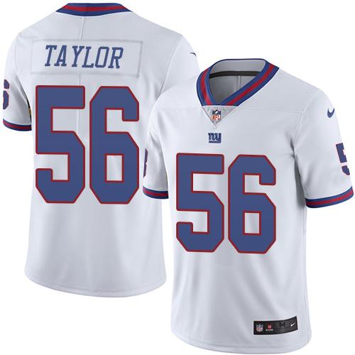 Giants #56 Lawrence Taylor White Stitched Limited Rush Nike Jersey - Zenithce