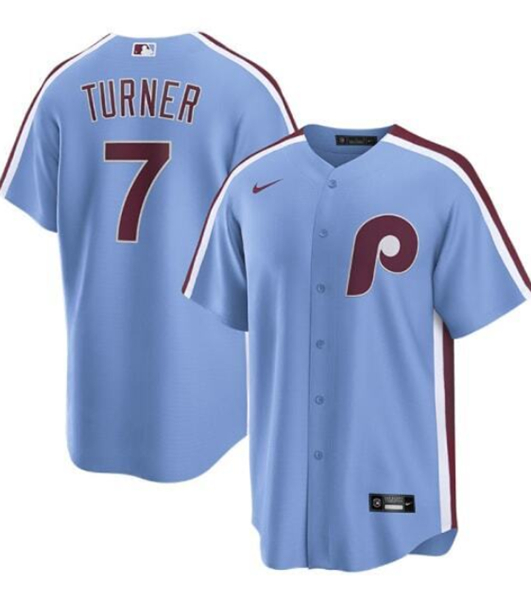 Philadelphia Phillies #7 Trea Turner Blue Cool Base Stitched Jersey - Zenithce