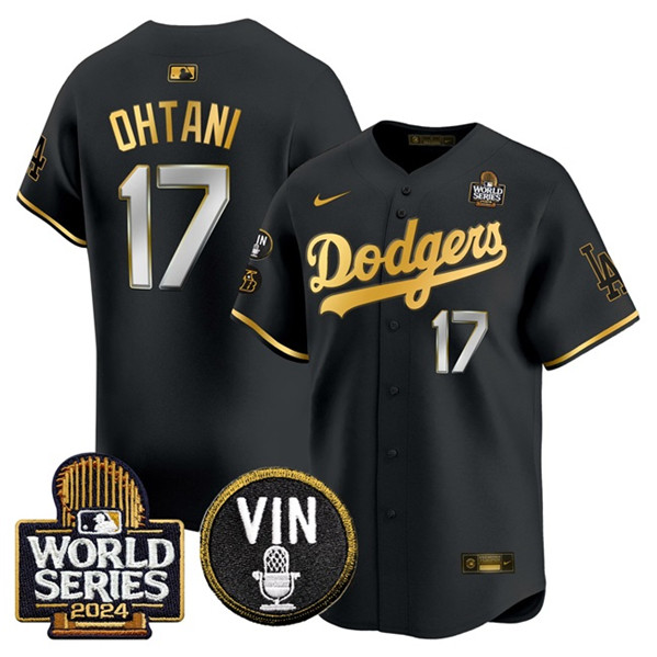Los Angeles Dodgers #17 Shohei Ohtani Black Gold 2024 World Series Vin Kobe Patch Limited Stitched Jersey - Zenithce