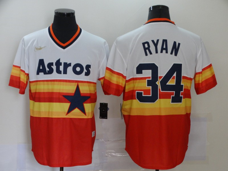 Astros #34 Nolan Ryan White Orange Stitched Jersey - Zenithce
