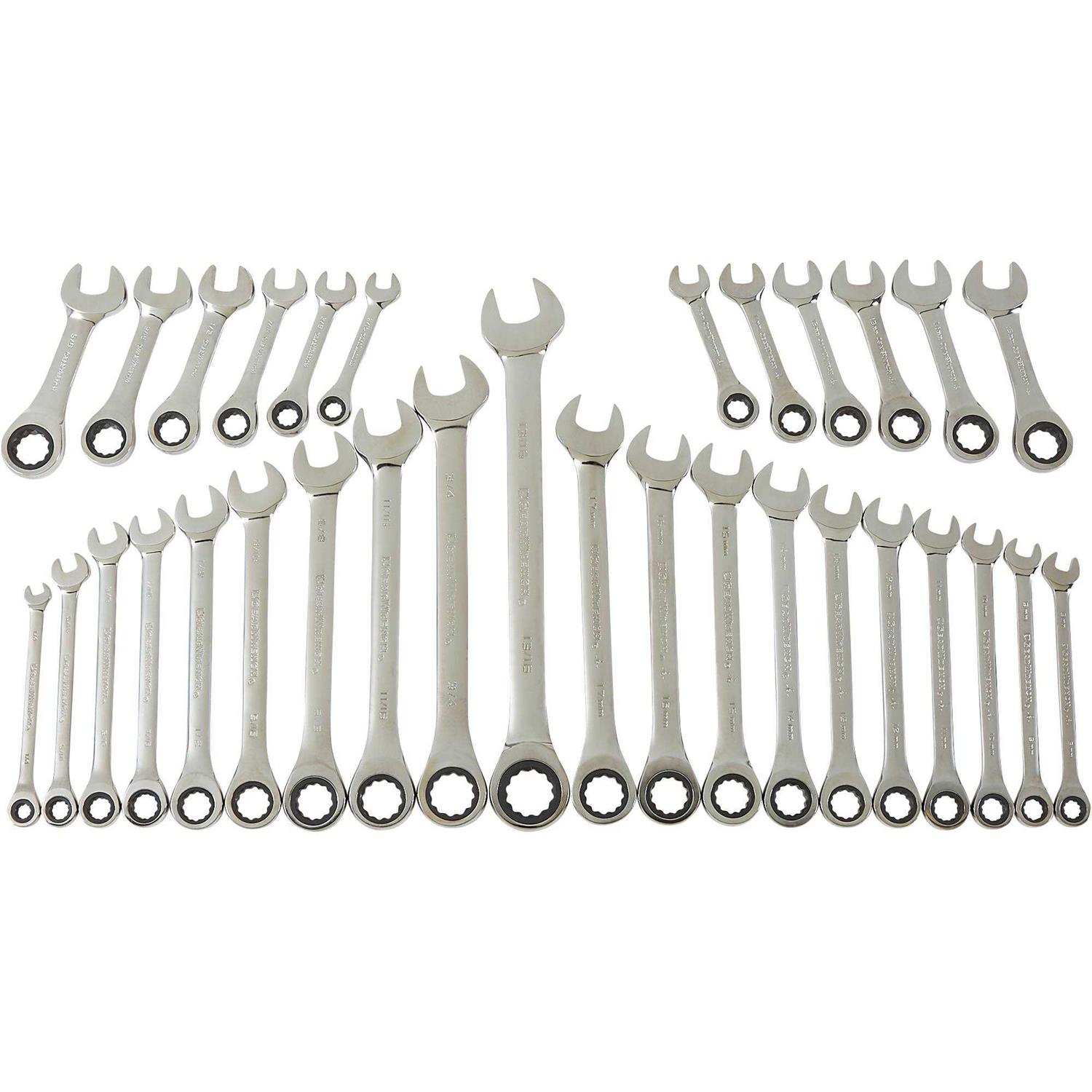 GEARWRENCH 30 Piece 12 Point Ratcheting Combination SAE/Metric Wrench Set with Wrench Racks - Zenithce