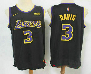 Los Angeles Lakers #3 Anthony Davis Black Swingman 2021 Earned Edition Stitched Jersey With NEW Sponsor Logo - Zenithce