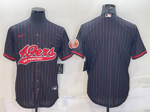 San Francisco 49ers Blank Black With Patch Cool Base Stitched Baseball Jersey - Zenithce