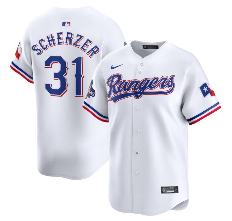 Texas Rangers #31 Max Scherzer White 2023 World Series Champions Stitched Jersey - Zenithce
