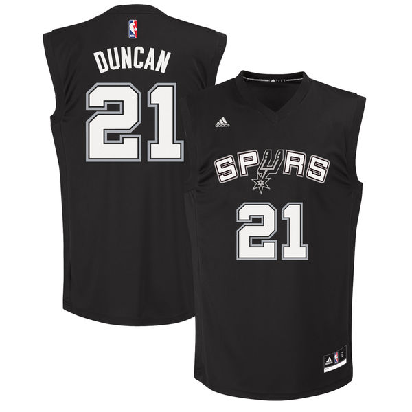 San Antonio Spurs 21 Tim Duncan Black Fashion Replica Jersey - Zenithce