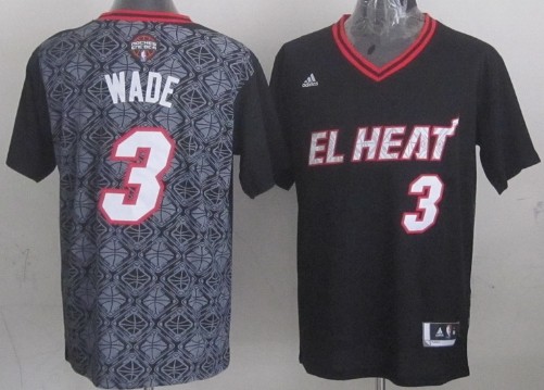 Miami Heat #3 Dwyane Wade Revolution 30 Swingman 2014 Noche Latina Black Jersey - Zenithce