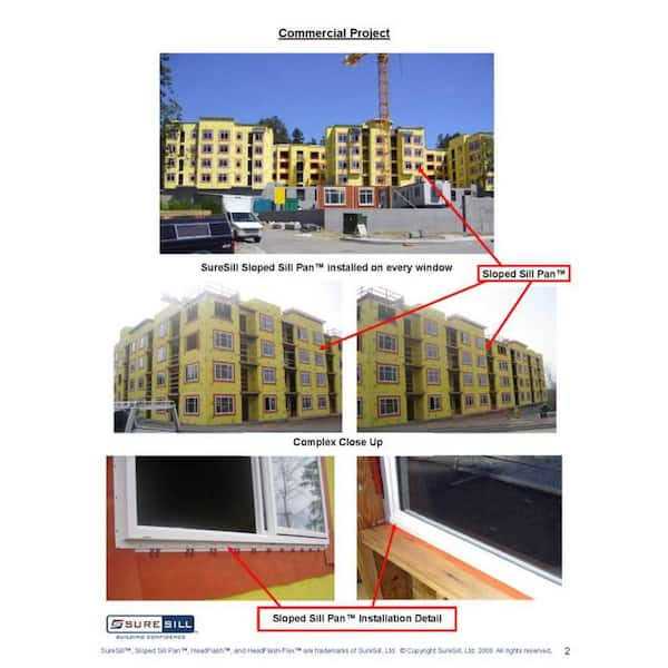 SureSill 3-1/4 in. x Sloped Sill Pan for Use on Vinyl Sliding Door and Window Installation and Flashing - Zenithce
