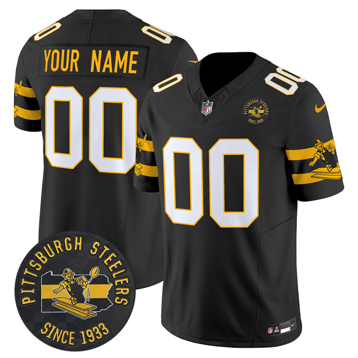 Pittsburgh Steelers Throwback 1933 Patch black Vapor Limited All Stitched Jerseys - Zenithce