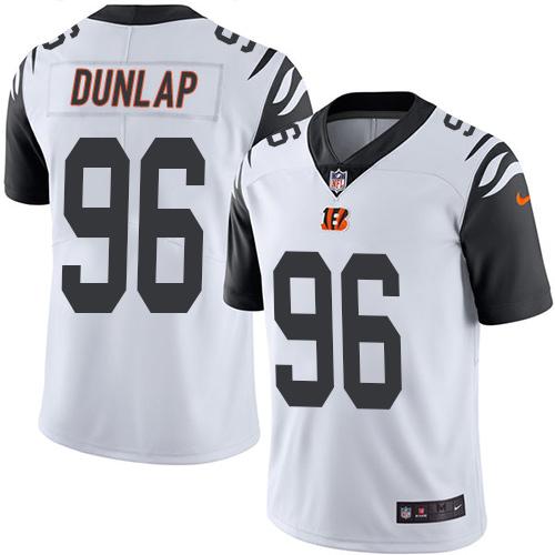Bengals #96 Carlos Dunlap White Stitched Limited Rush Nike Jersey - Zenithce