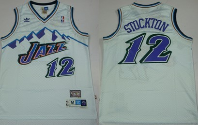 Utah Jazz #12 John Stockton Mountain White Throwback Swingman Jersey - Zenithce