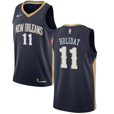 New Orleans Pelicans #11 Jrue Holiday Navy Swingman Icon Edition Jersey - Zenithce