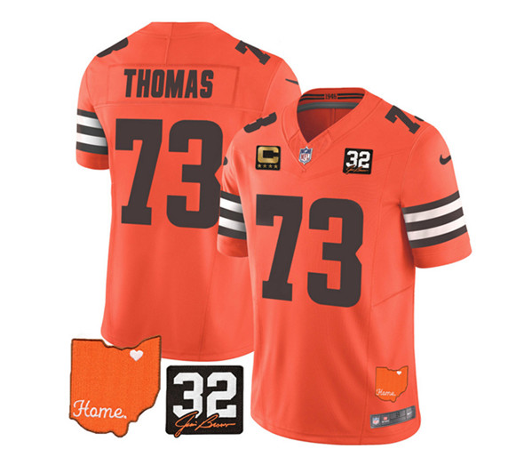Cleveland Browns #73 Joe Thomas Orange 2023 F.U.S.E. With Jim Brown Memorial Patch And 4-Star C Patch Vapor Untouchable Limited Stitched Jersey - Zenithce